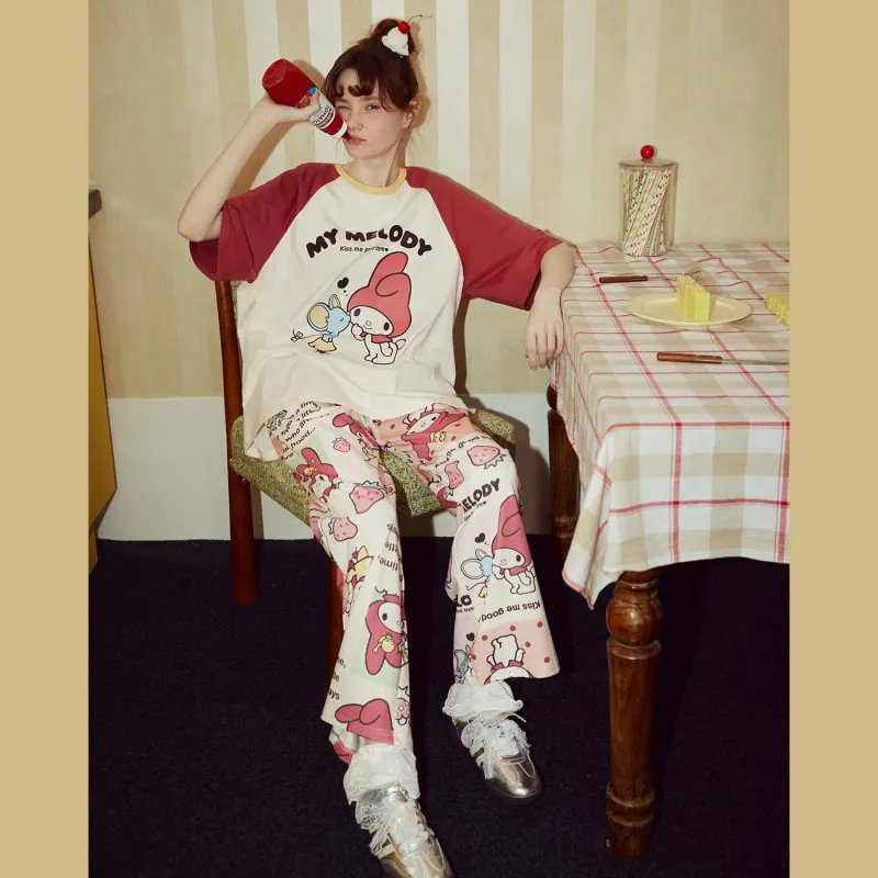 GUKOO x Sanrio/ Melodi Pajama Set Women's Pearl White-5