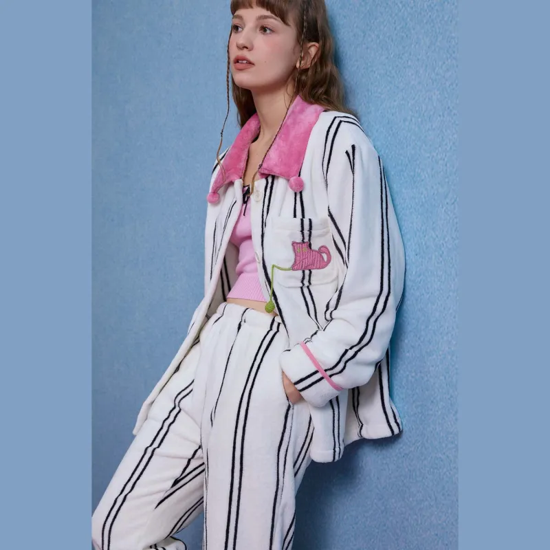 YSO Cool Cat Series Pajama Set Women's Iridescent White-4
