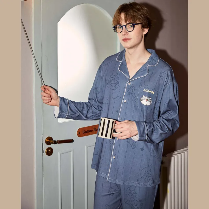 GUKOO x Disney Pajama Set Men's Deep Sea Blue-5