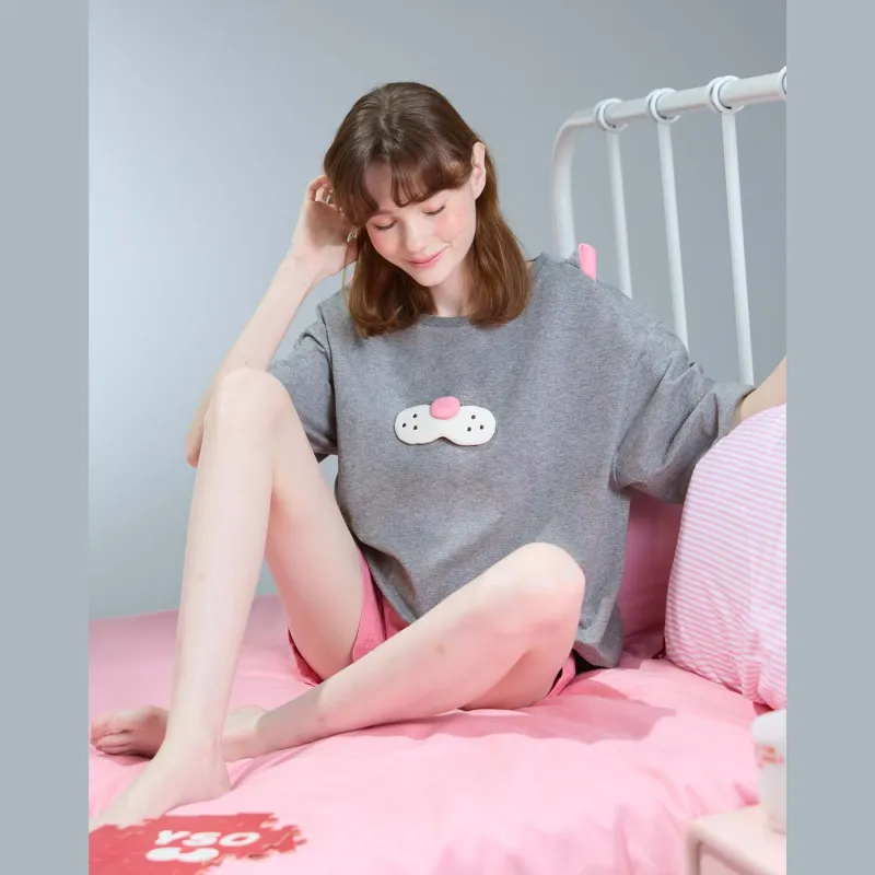 YSO Cool Cat Series Pajama Set Women's Dark Heather Gray-3