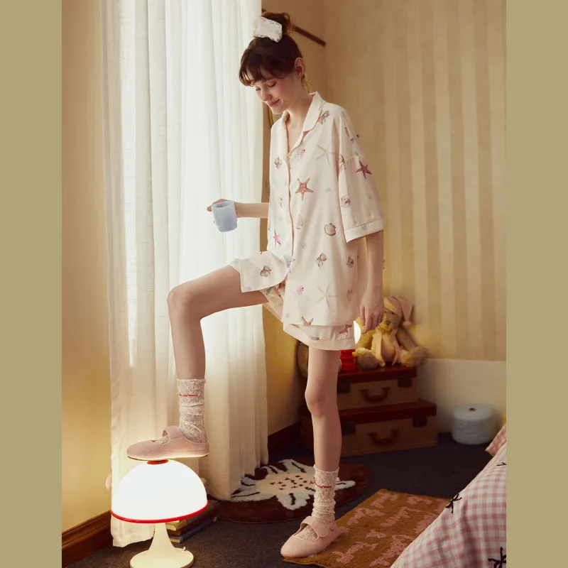 GUKOO Pajama Set Women's Almond White-2