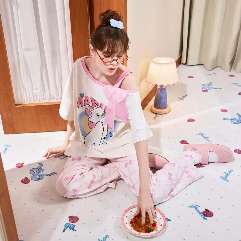 GUKOO x Disney Pajama Set Women's Milk White-5