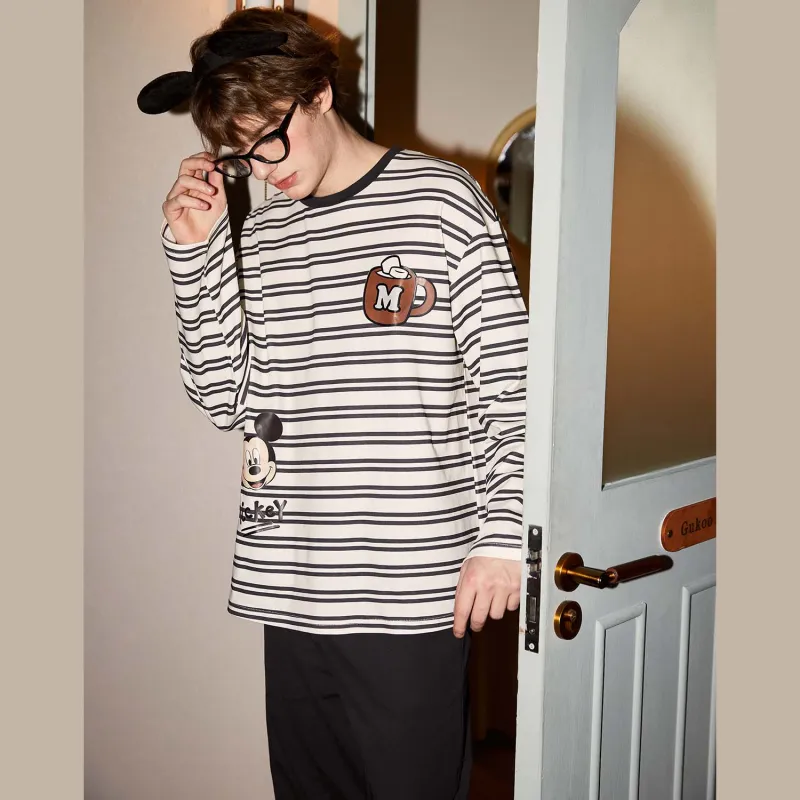 GUKOO x Disney Mickey Series Pajama Set Men's Gray Black-1
