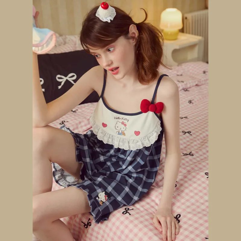 GUKOO x Hello Kitty Sanrio Series Pajama Set Women's Dark Blue-1