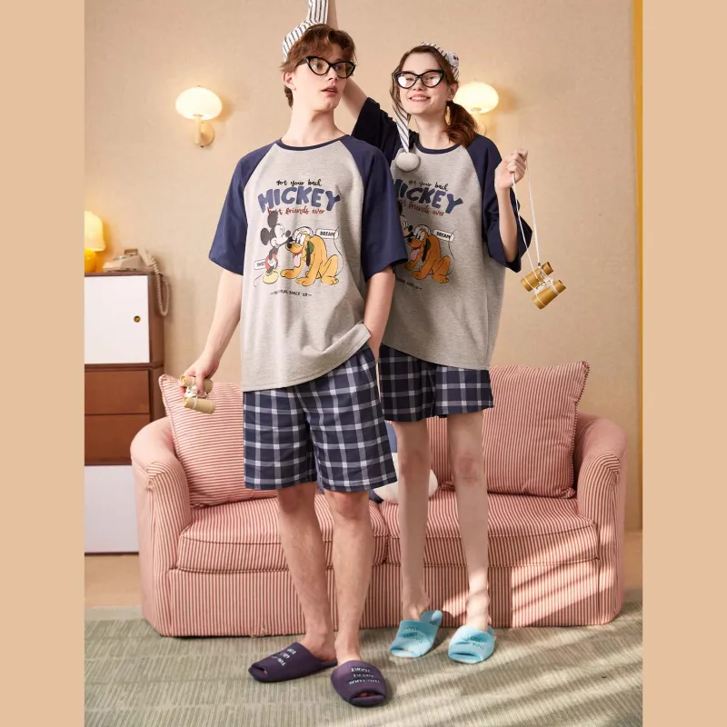 GUKOO x Disney Mickey Series Pajama Set Men's Silver Gray-4