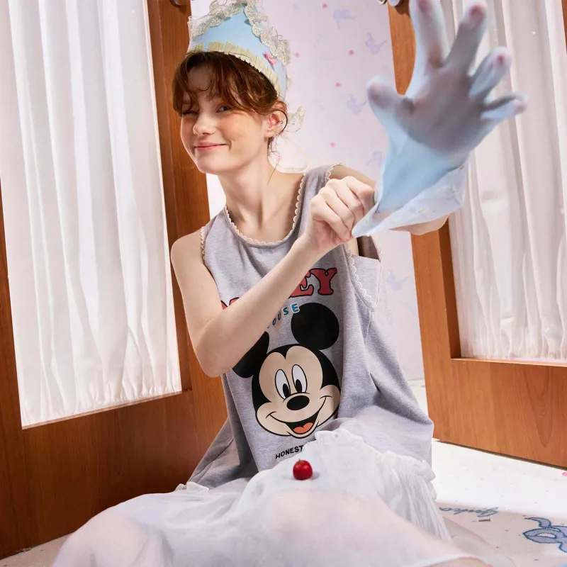 GUKOO x Disney Mickey Series Nightgown Women's Medium Heather Gray-5