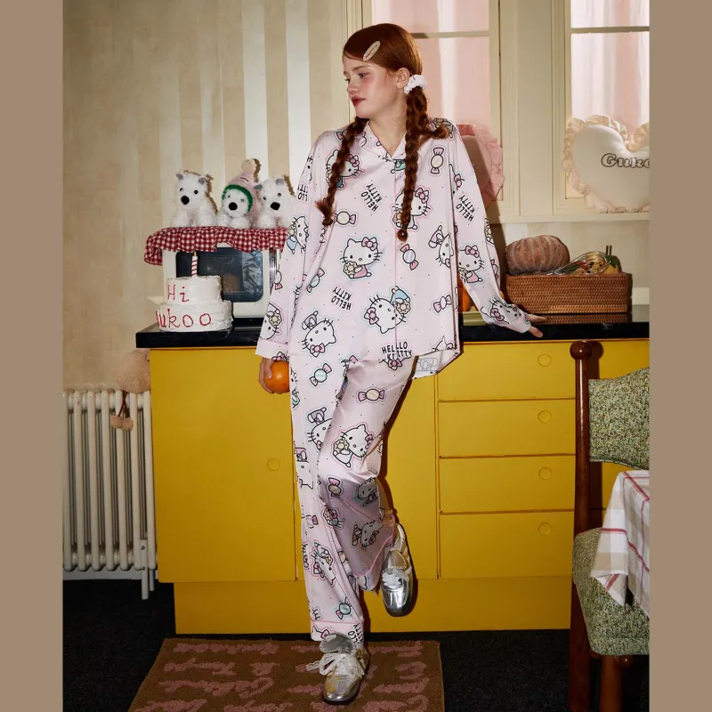 GUKOO x Sanrio Hello Kitty Pajama Set Women's Pastel Pink-1