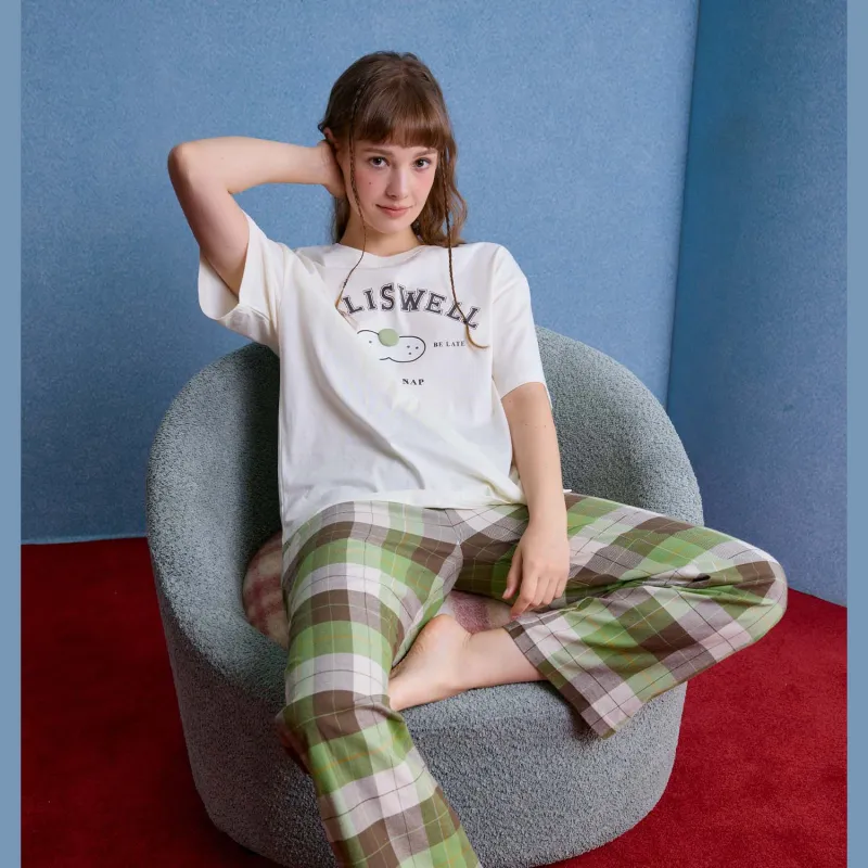 YSO Cool Cat Series Pajama Set Women's Coconut Milk White-5
