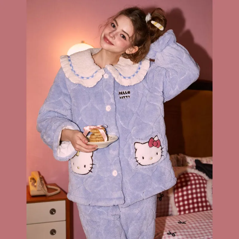 GUKOO x Hello Kitty Hello Kitty Pajama Set Women's Aqua Blue-5