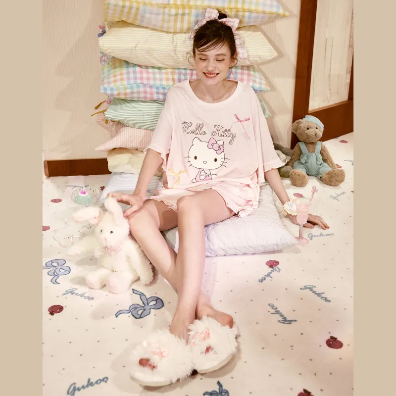 GUKOO x Hello Kitty Sanrio Series Pajama Set Women's Ballet Pink-1