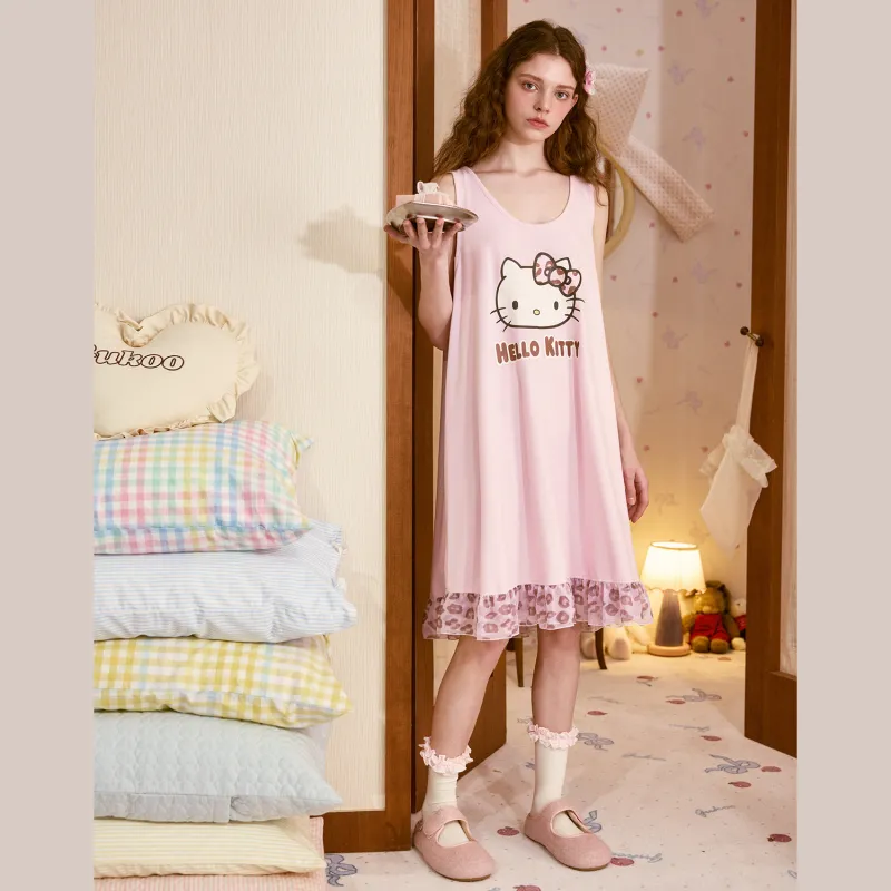 GUKOO x Hello Kitty/, Sanrio Series Nightgown Women's Mist Purple-2
