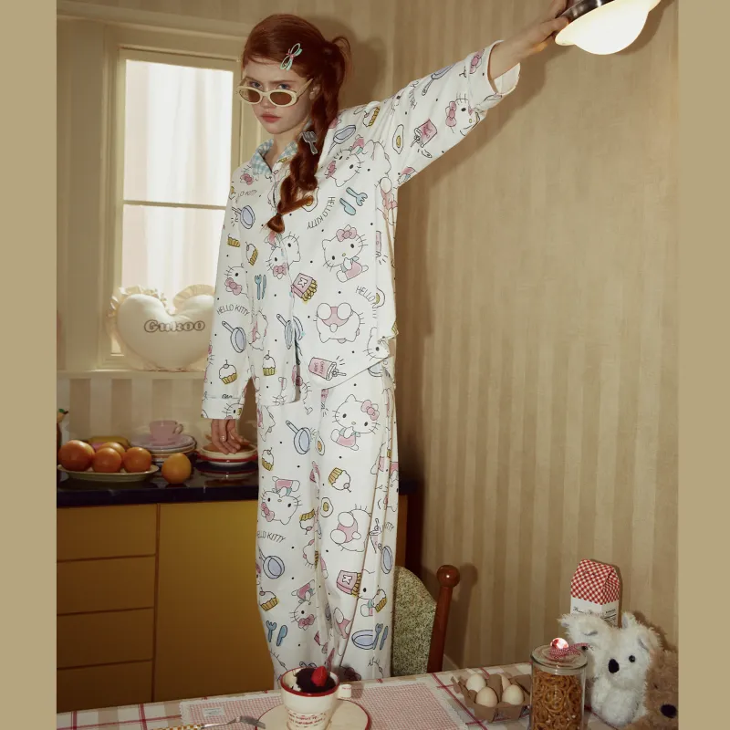GUKOO x Hello Kitty Pajama Set Women's Fish Belly White-2