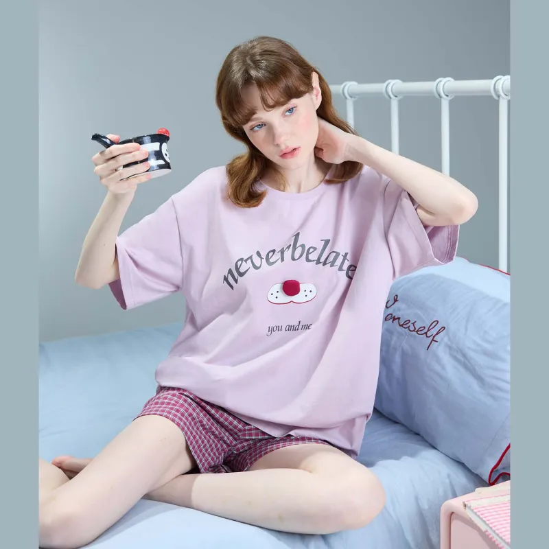 YSO Cool Cat Series Pajama Set Women's Taro Purple-4
