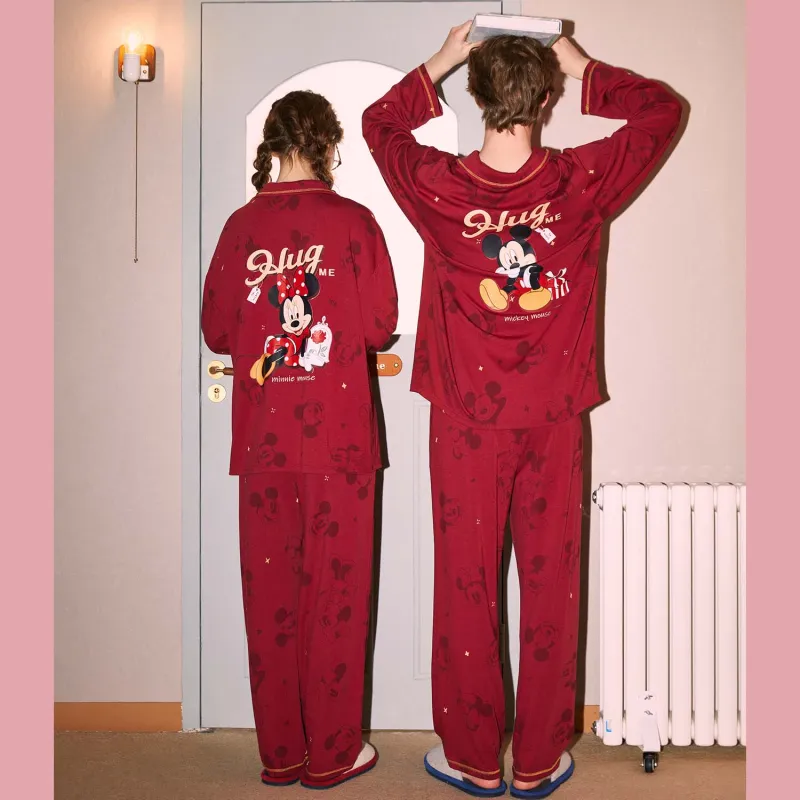 GUKOO x Disney Mickey Series Pajama Set Men's Dark Red-6