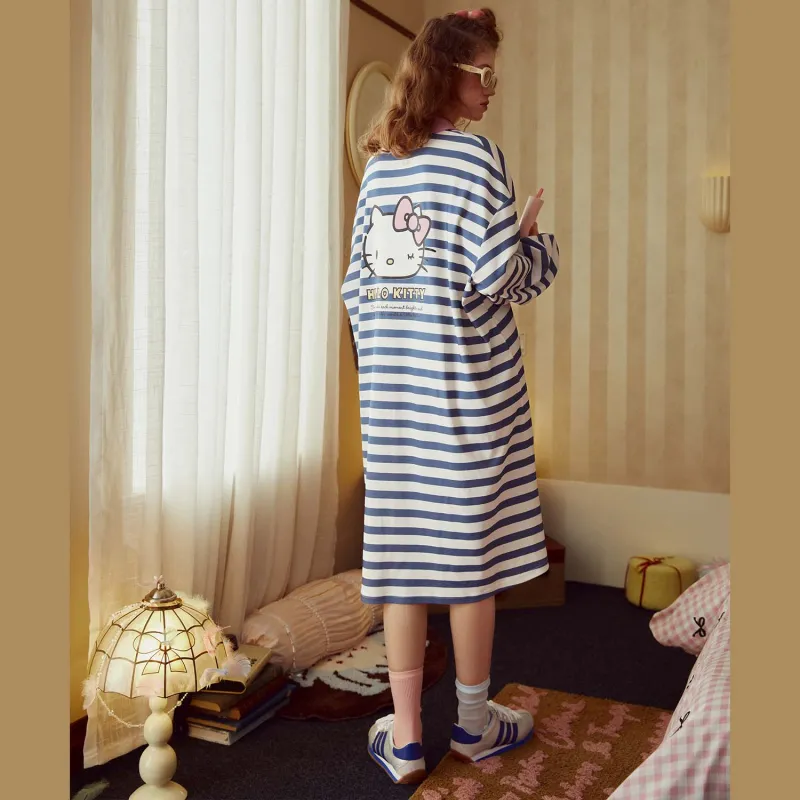 GUKOO x Hello Kitty Sanrio Series Nightgown Women's Moonlight Blue-3
