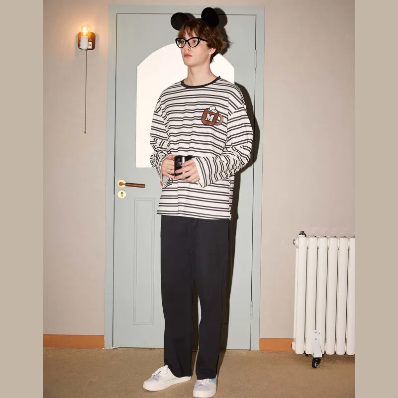 GUKOO x Disney Mickey Series Pajama Set Men's Gray Black-3