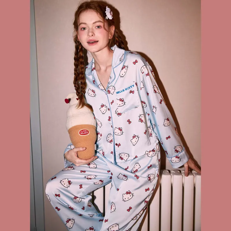 GUKOO x Hello Kitty Sanrio Series Pajama Set Women's Air Blue-5