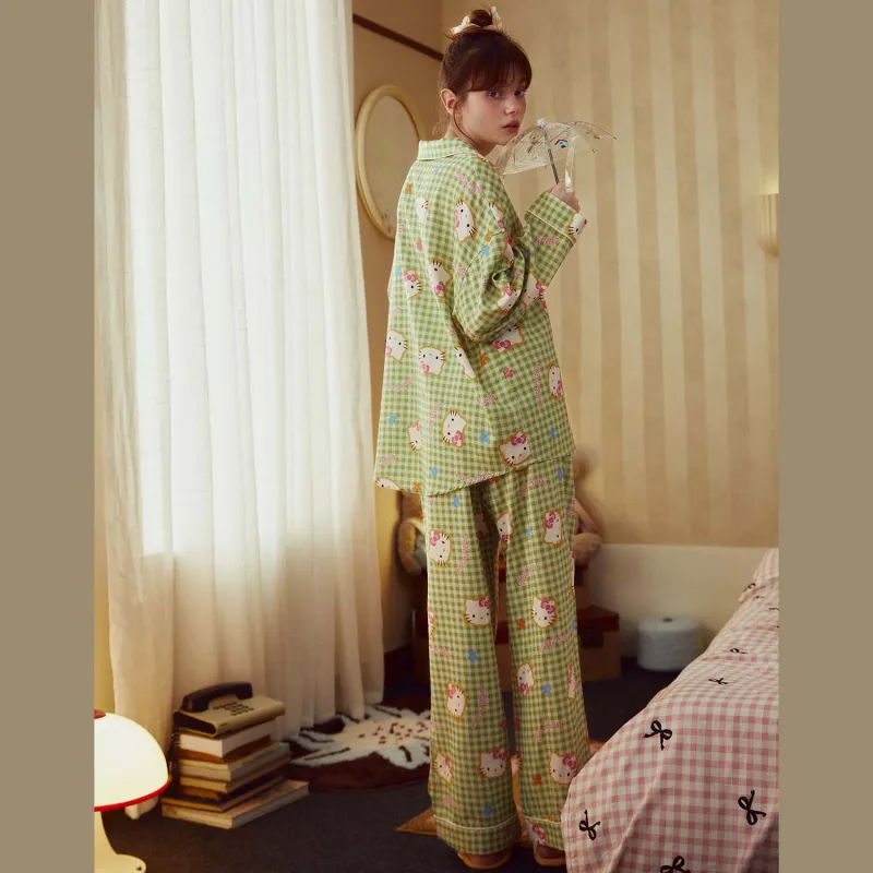 GUKOO x Hello Kitty Sanrio Series Pajama Set Women's Creamy Fruit Green-4