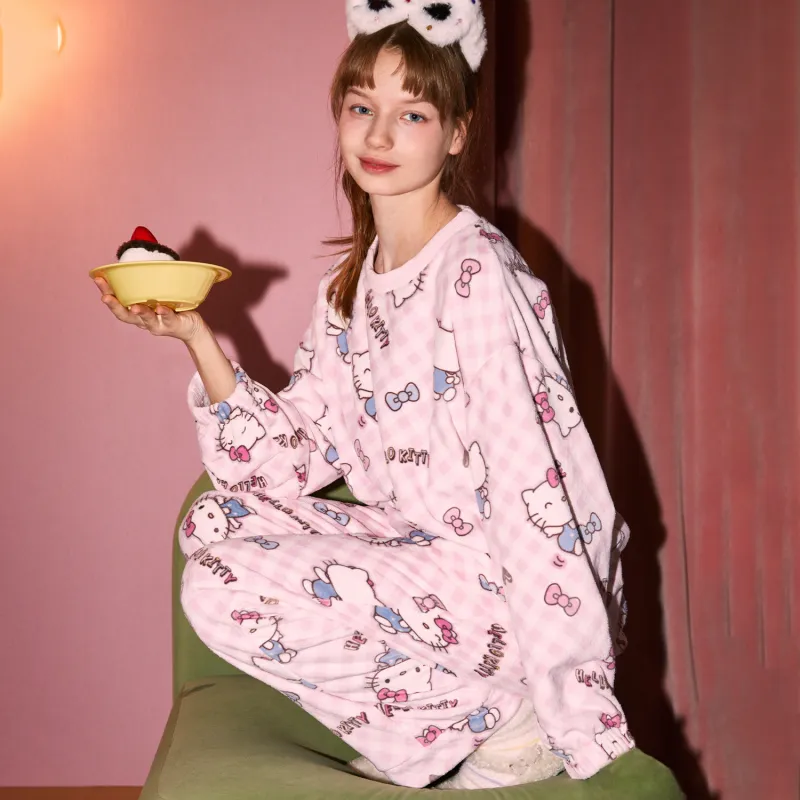 GUKOO x SANRIO Hello Kitty Pajama Set Women's Peach Pink-5