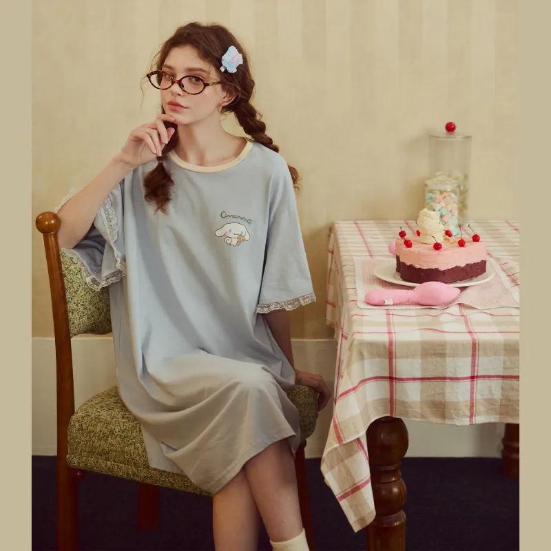GUKOO x Sanrio Yugui Dog Nightgown Women's Glaze Blue-3
