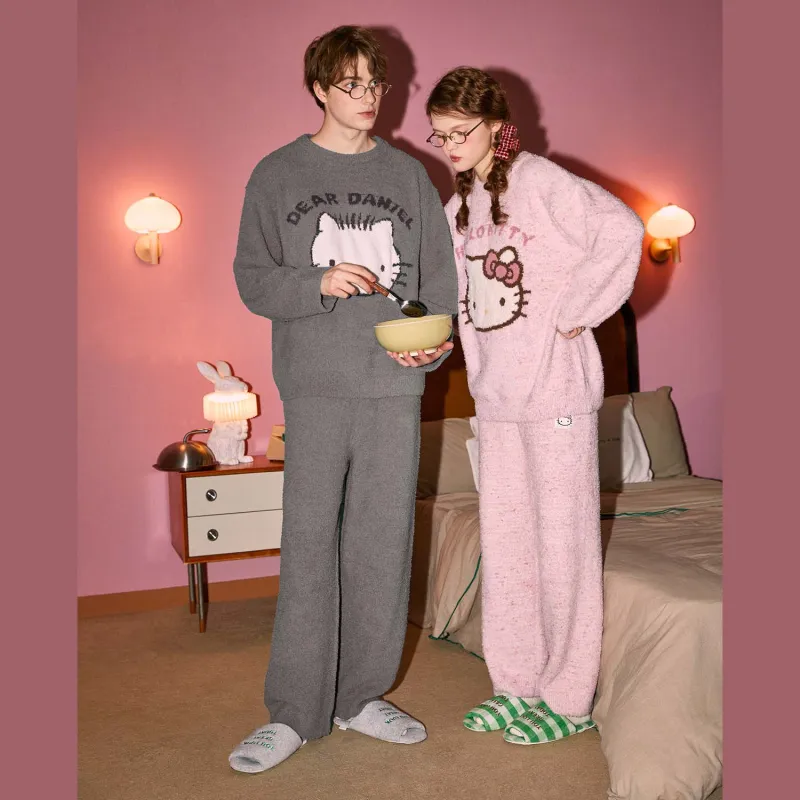 GUKOO x Sanrio/ Hello Kitty Pajama Set Men's Dense Misty Gray-3