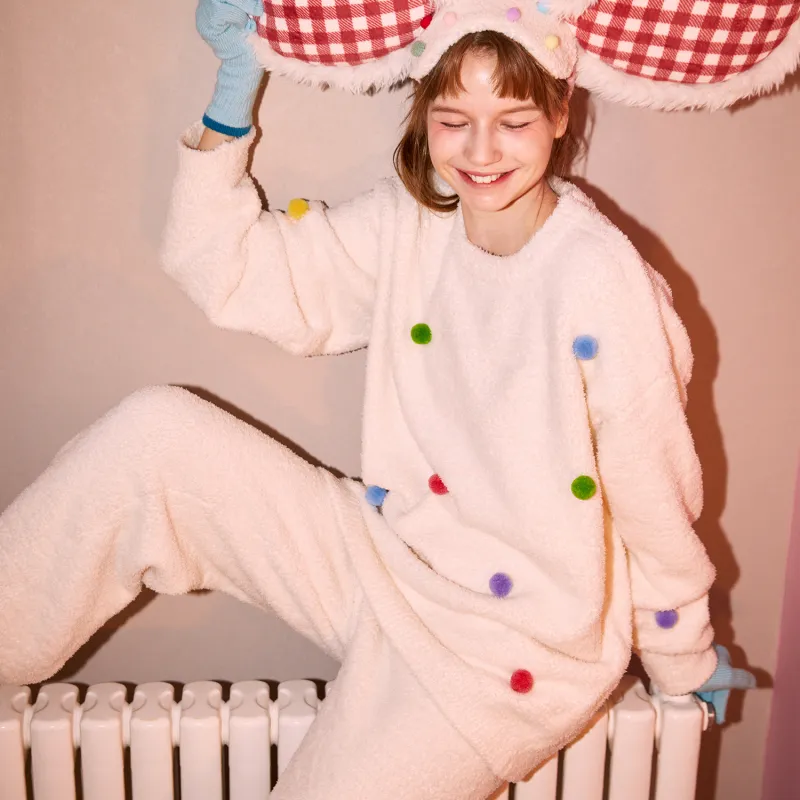 GUKOO Pajama Set Women's Milk White-3