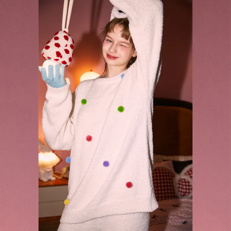 GUKOO Pajama Set Women's Milk White-5