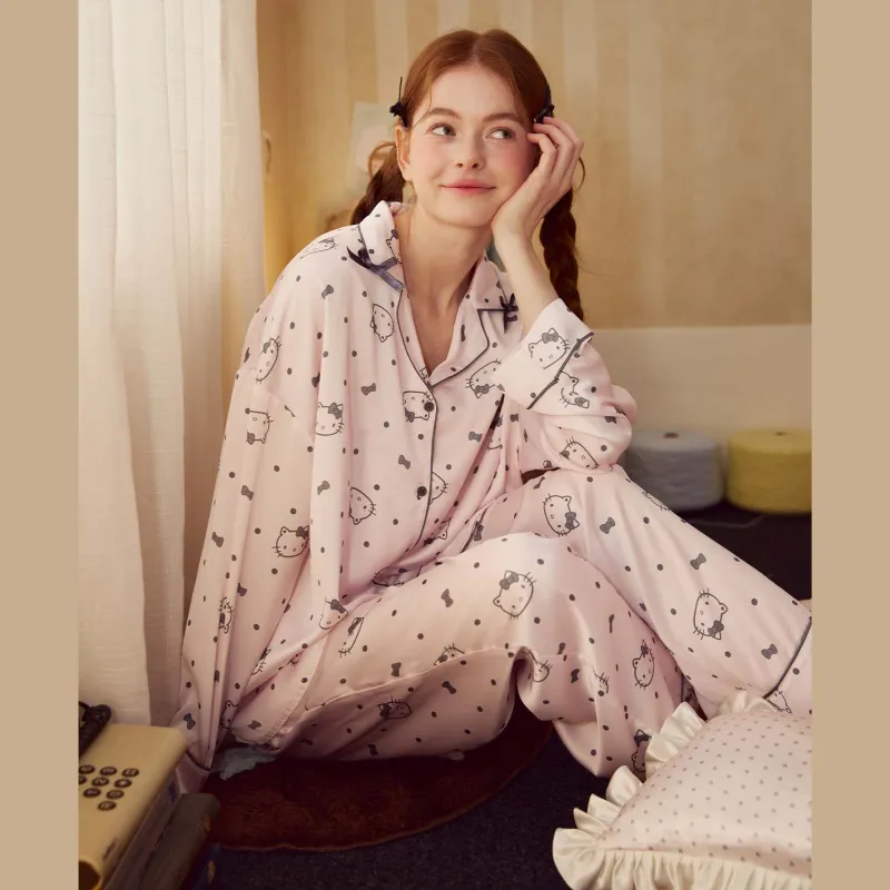 GUKOO x Hello Kitty Sanrio Series Pajama Set Women's Violet Pink-4