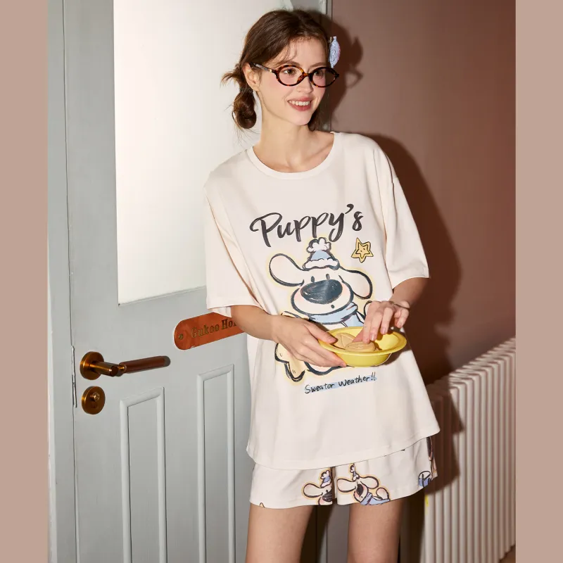 GUKOO Pajama Set Women's Light Beige-2