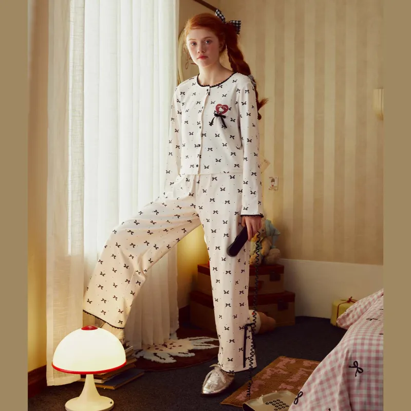 GUKOO x Hello Kitty Sanrio Series Pajama Set Women's Smoke White-2