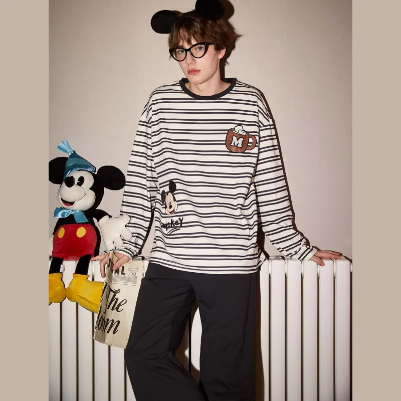 GUKOO x Disney Mickey Series Pajama Set Men's Gray Black-2