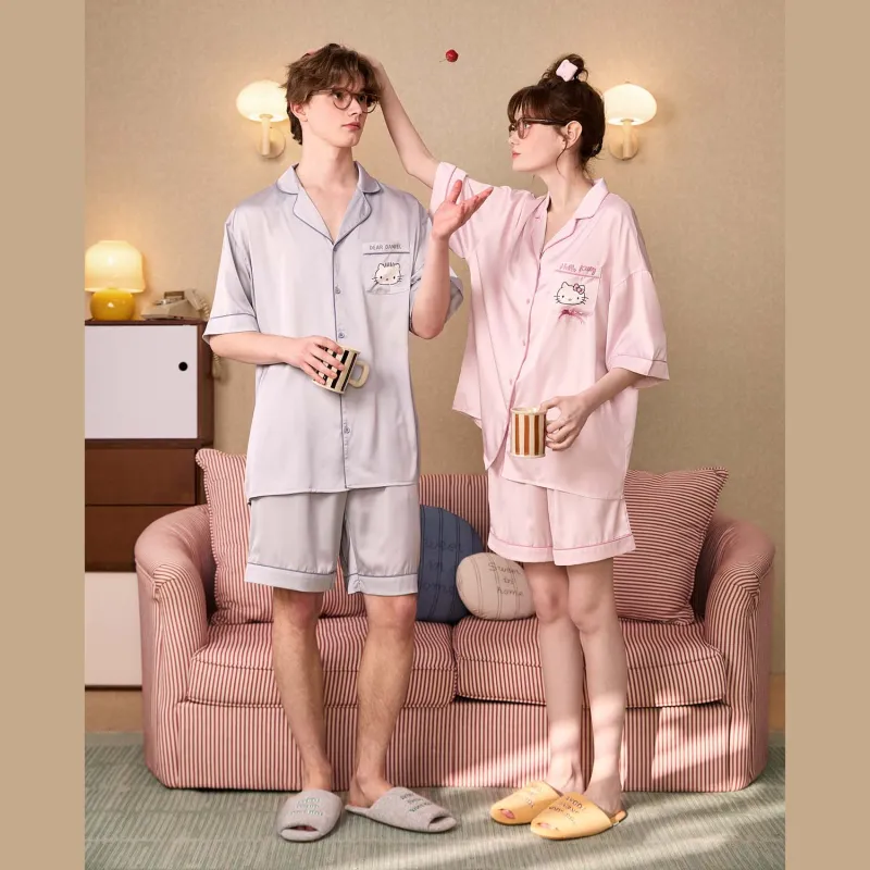 GUKOO x Hello Kitty Sanrio Series Pajama Set Men's Smoke Gray-3