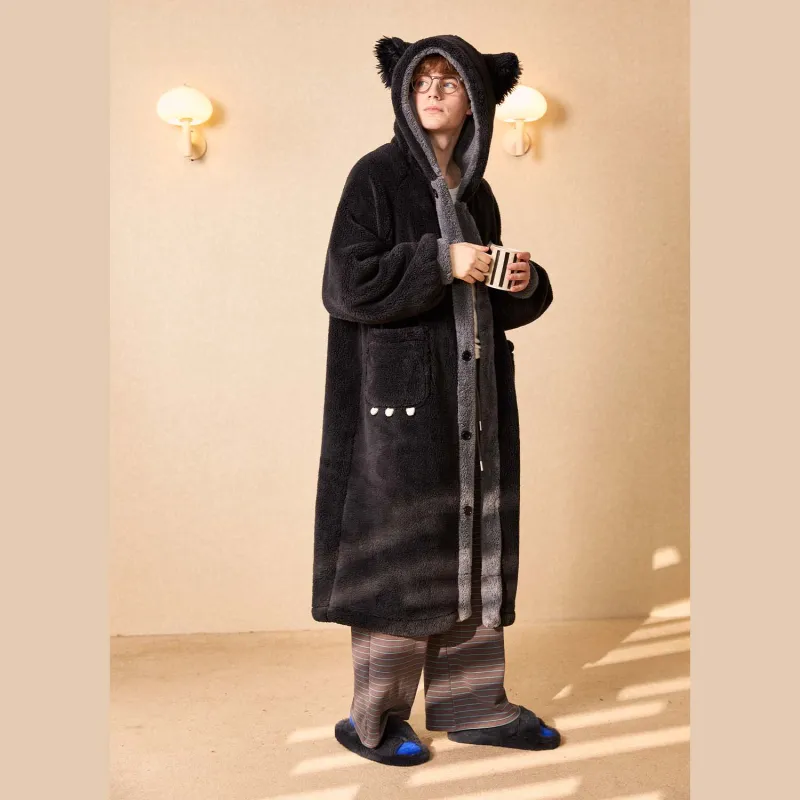 YSO Cool Cat Series Bath Robes Men's Black-2