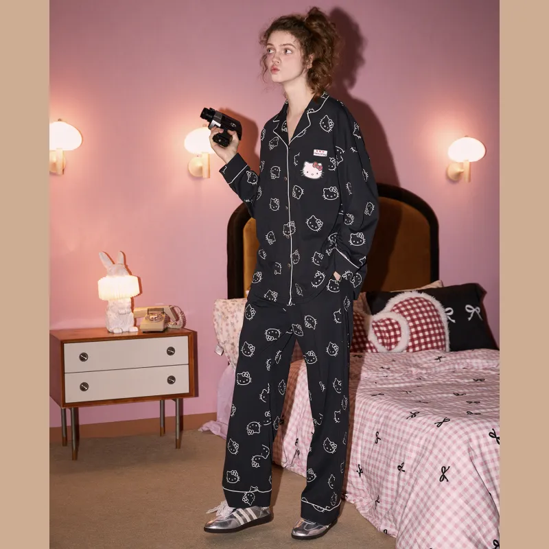 GUKOO x Hello Kitty Pajama Set Women's Graphite Gray-4