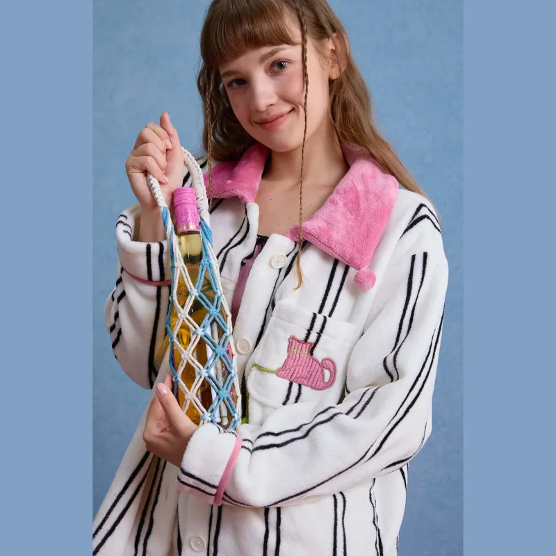 YSO Cool Cat Series Pajama Set Women's Iridescent White-3