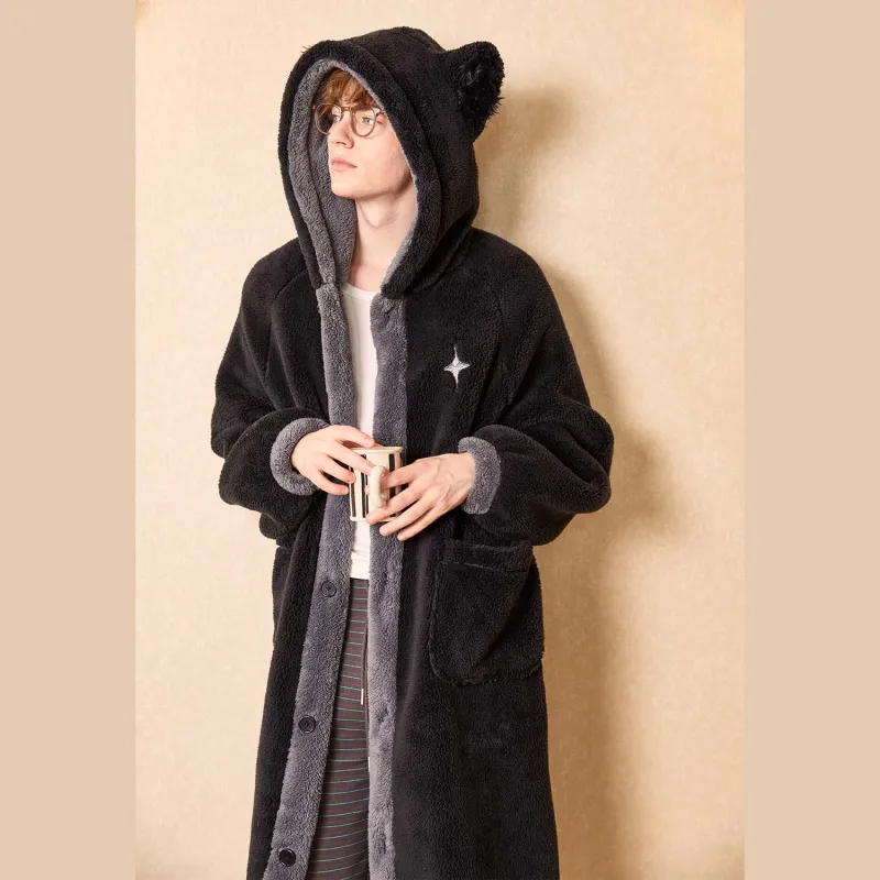 YSO Cool Cat Series Bath Robes Men's Black-5
