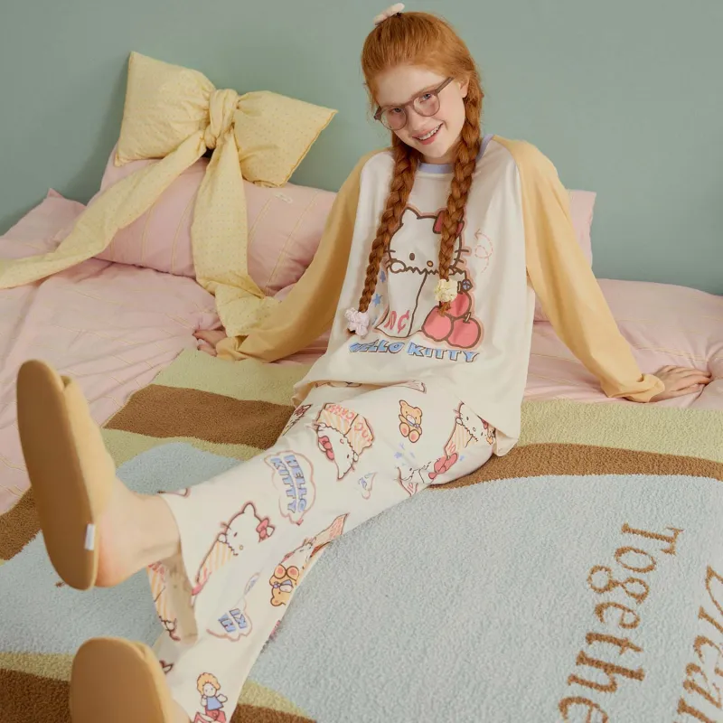 GUKOO x Hello Kitty Sanrio Series Pajama Set Women's Almond White-5