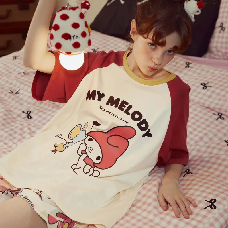 GUKOO x Sanrio/ Melodi Pajama Set Women's Pearl White-2