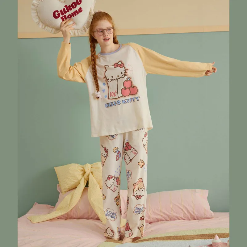 GUKOO x Hello Kitty Sanrio Series Pajama Set Women's Almond White-1
