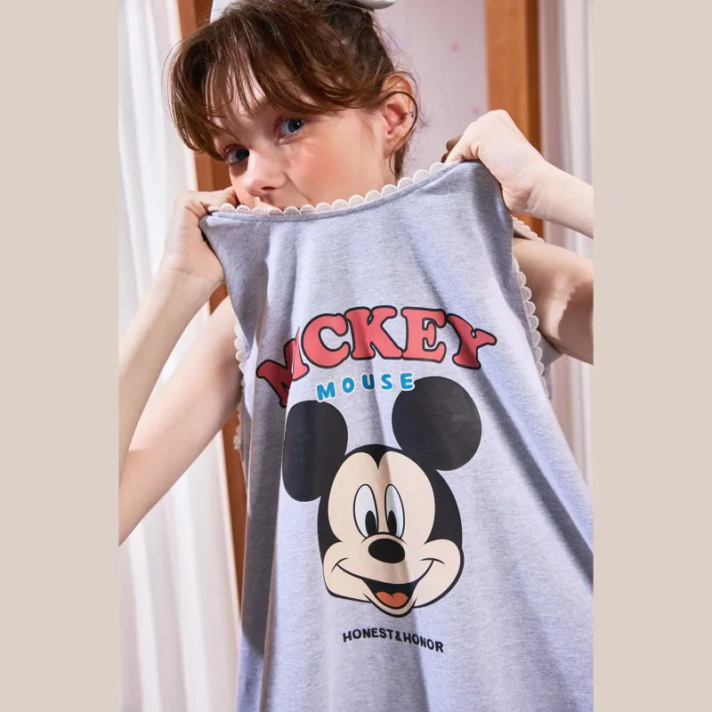 GUKOO x Disney Mickey Series Nightgown Women's Medium Heather Gray-3