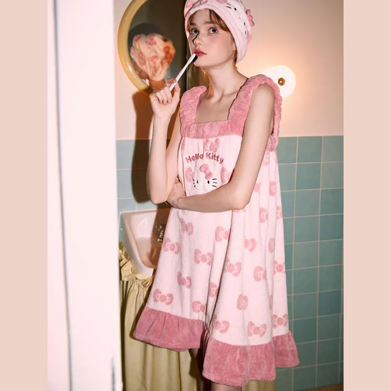 GUKOO x Hello Kitty Sanrio Series Nightgown Women's Heavenly Pink-2