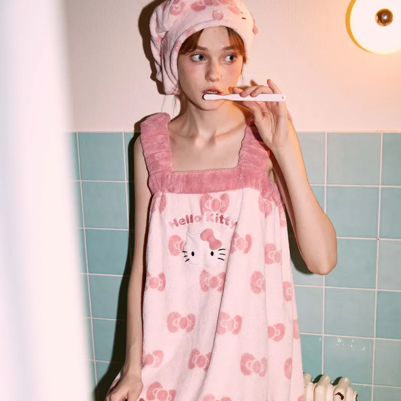 GUKOO x Hello Kitty Sanrio Series Nightgown Women's Heavenly Pink-3