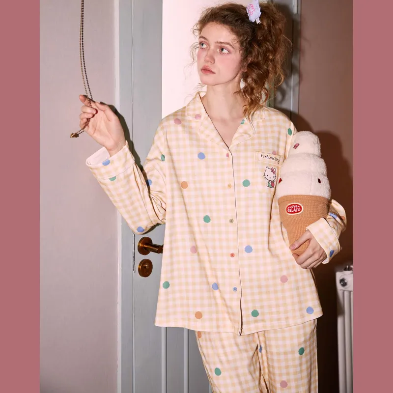 GUKOO x Sanrio Hello Kitty Pajama Set Women's Cheese Yellow-3
