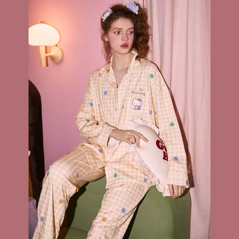 GUKOO x Sanrio Hello Kitty Pajama Set Women's Cheese Yellow-1