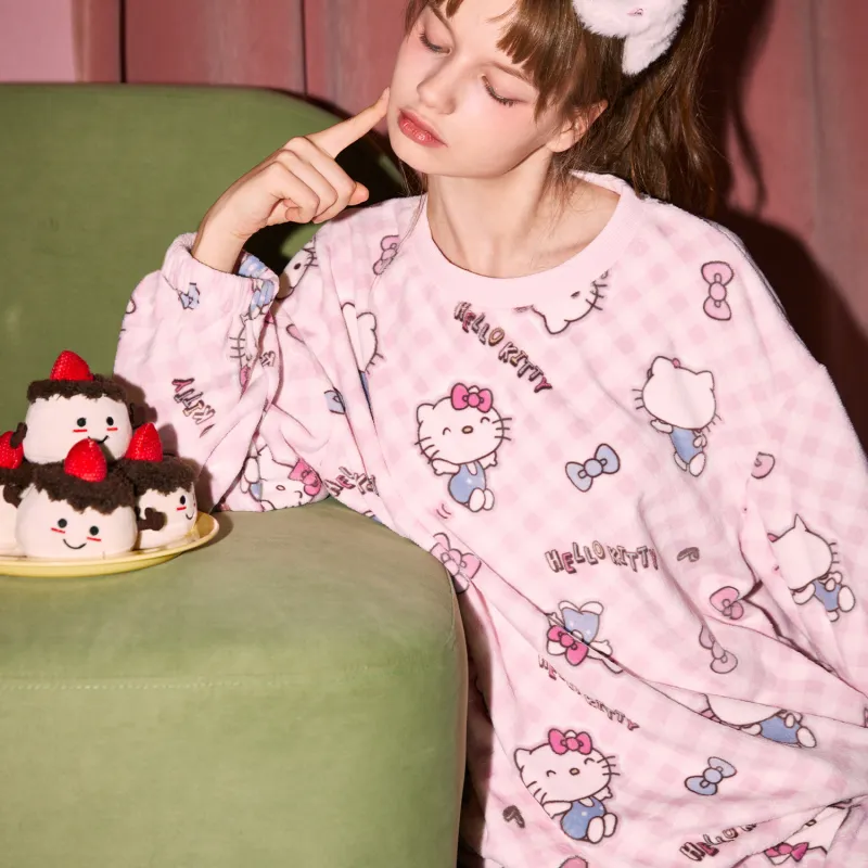 GUKOO x SANRIO Hello Kitty Pajama Set Women's Peach Pink-1