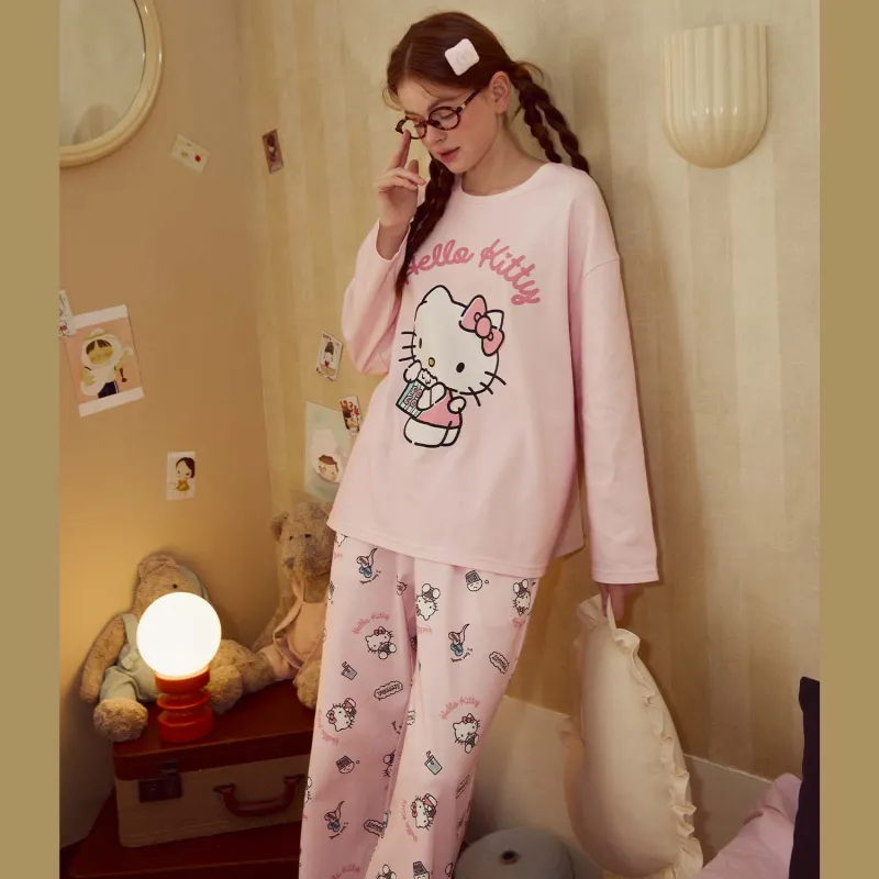 GUKOO x Hello Kitty Sanrio Series Pajama Set Women's Cherry Blossom Pink-5