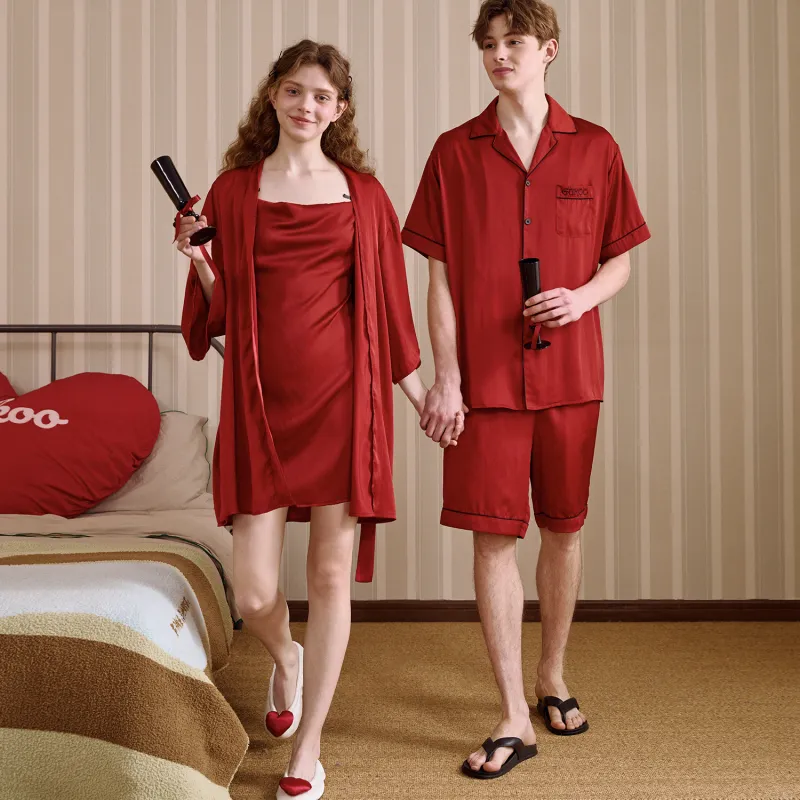 GUKOO Bath Robes Women's Gift Box Set Included Persimmon Red-1