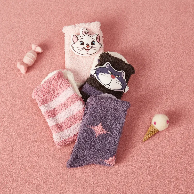 GUKOO x MALIMAO,LIANMINGKUAN GUKOO X Disney Mid Calf Socks Women's 2 Pack Pink-4
