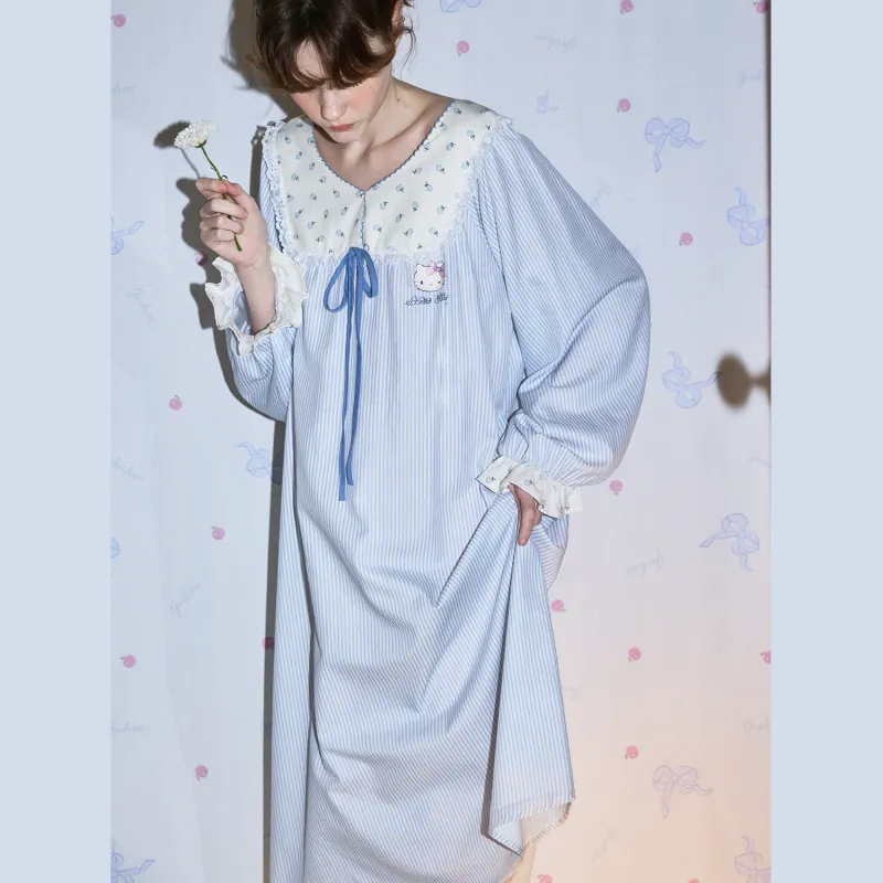GUKOO x Hello Kitty Nightgown Women's Cloudy Mountain Blue-2