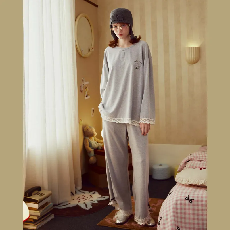 GUKOO x Hello Kitty Pajama Set Women's Silver Gray-1